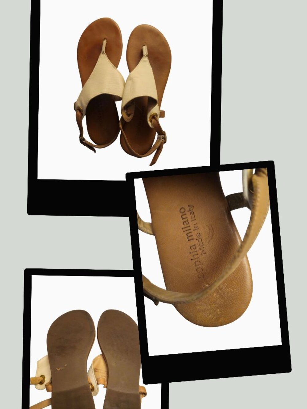 SOPHIA MILANO TWO-TONE HANDCRAFTED ITALIAN FLAT LEATHER SLINGBACKS • SIZE 7